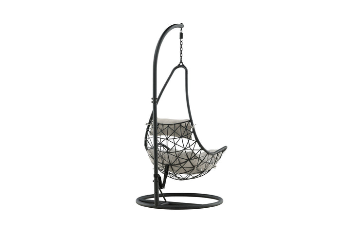 Venture Home Vide Hanging Chair - Black Frame / Black Wicker / Grey Cushion