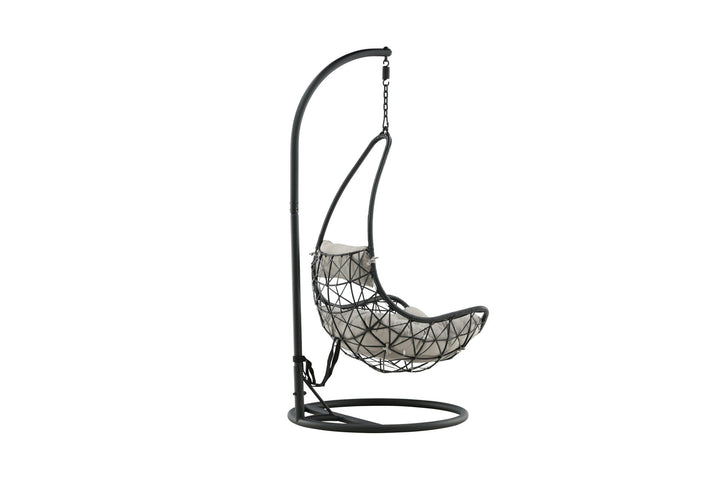 Venture Home Vide Hanging Chair - Black Frame / Black Wicker / Grey Cushion