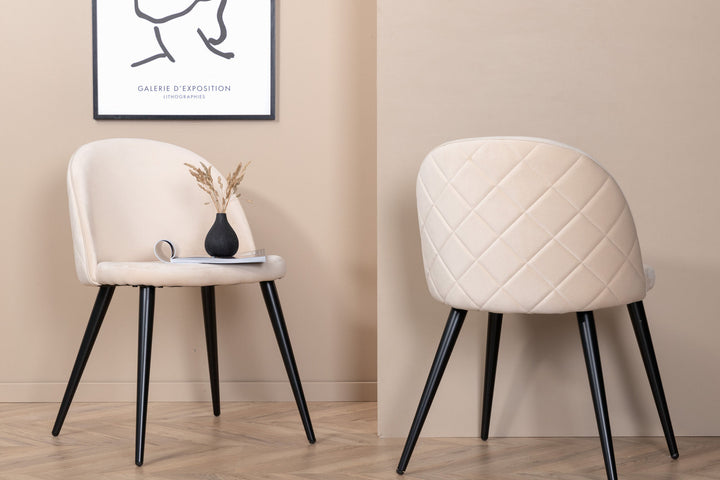 Venture Home Velvet Stitches Chair 2-pack - Black / Beige Velvet