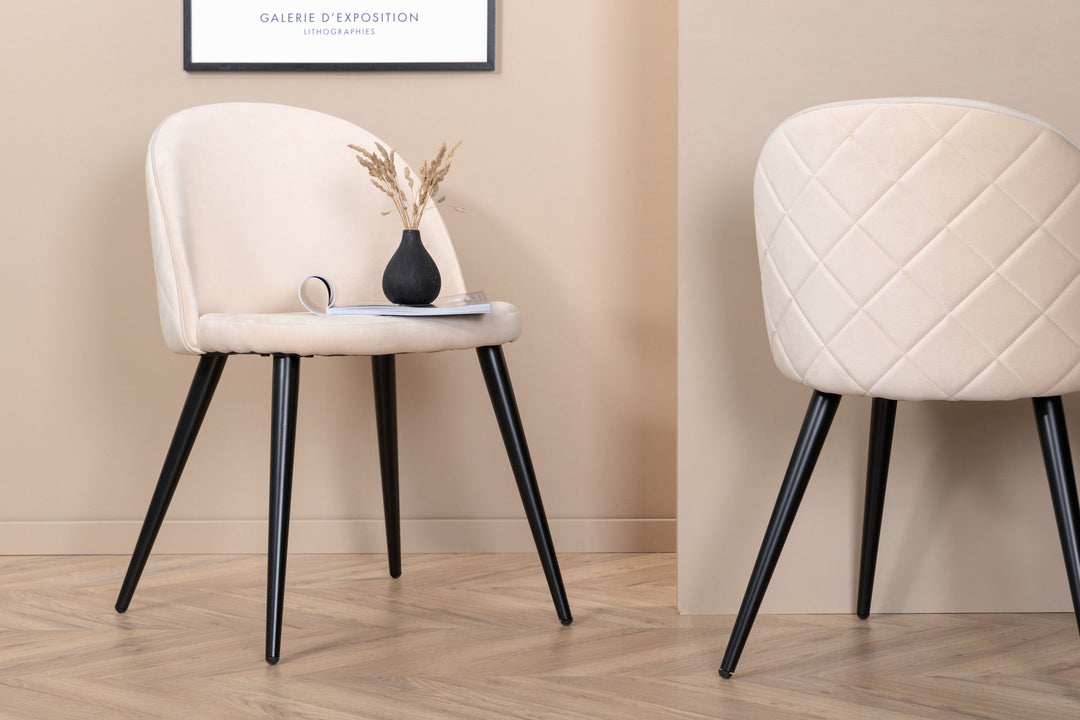 Venture Home Velvet Stitches Chair 2-pack - Black / Beige Velvet