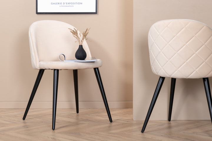 Venture Home Velvet Stitches Chair 2-pack - Black / Beige Velvet