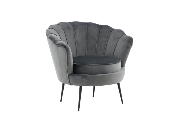 Venture Home Calais Single Sofa - Black / Dark Grey Velvet