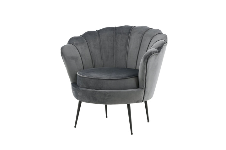 Venture Home Calais Single Sofa - Black / Dark Grey Velvet
