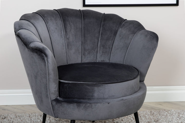 Venture Home Calais Single Sofa - Black / Dark Grey Velvet