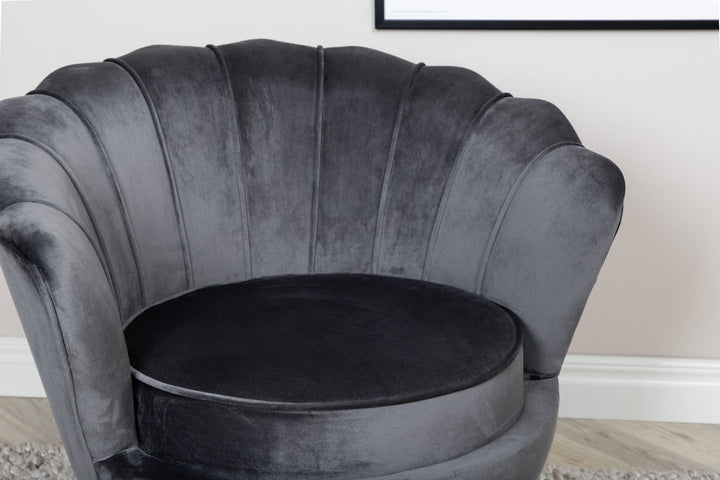 Venture Home Calais Single Sofa - Black / Dark Grey Velvet