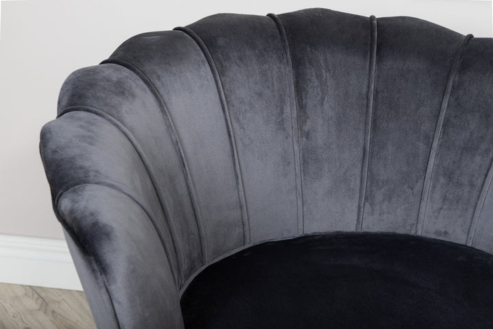 Venture Home Calais Single Sofa - Black / Dark Grey Velvet