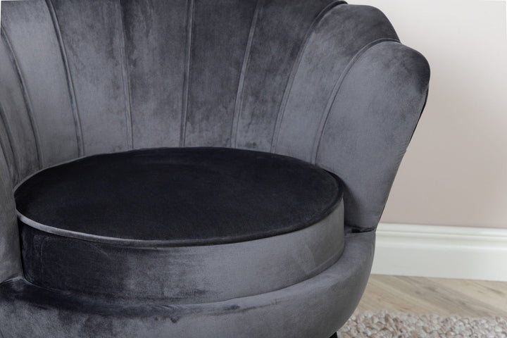 Venture Home Calais Single Sofa - Black / Dark Grey Velvet