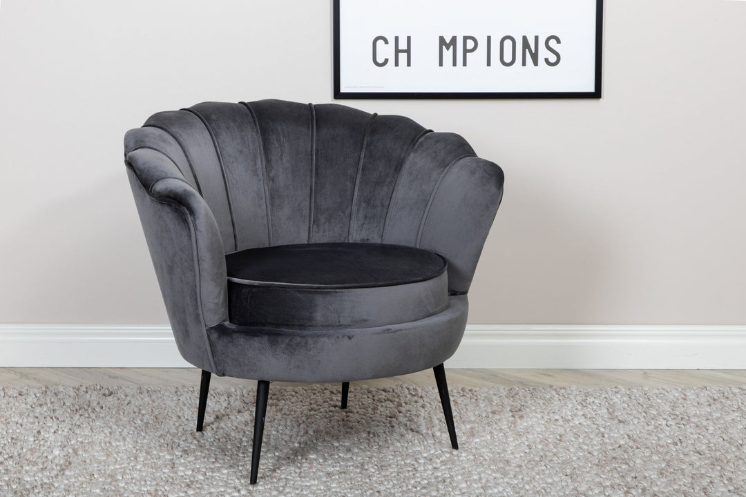 Venture Home Calais Single Sofa - Black / Dark Grey Velvet