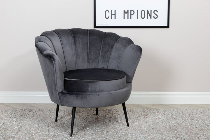 Venture Home Calais Single Sofa - Black / Dark Grey Velvet