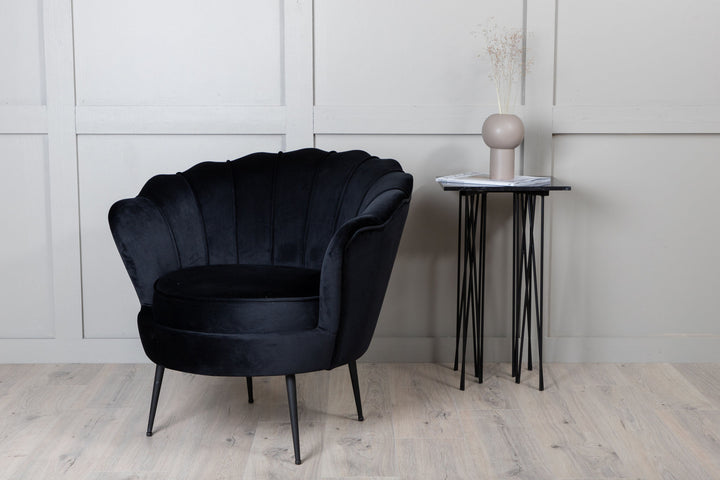 Venture Home Calais Single Sofa - Black / Black Velvet