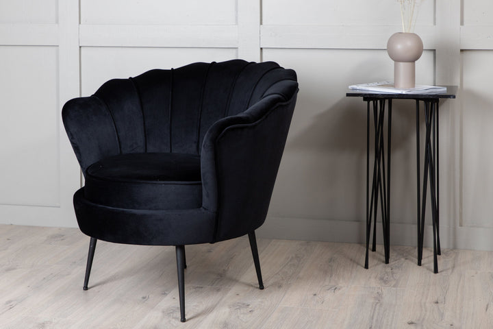 Venture Home Calais Single Sofa - Black / Black Velvet