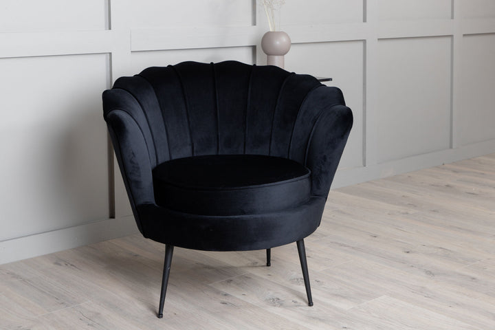 Venture Home Calais Single Sofa - Black / Black Velvet