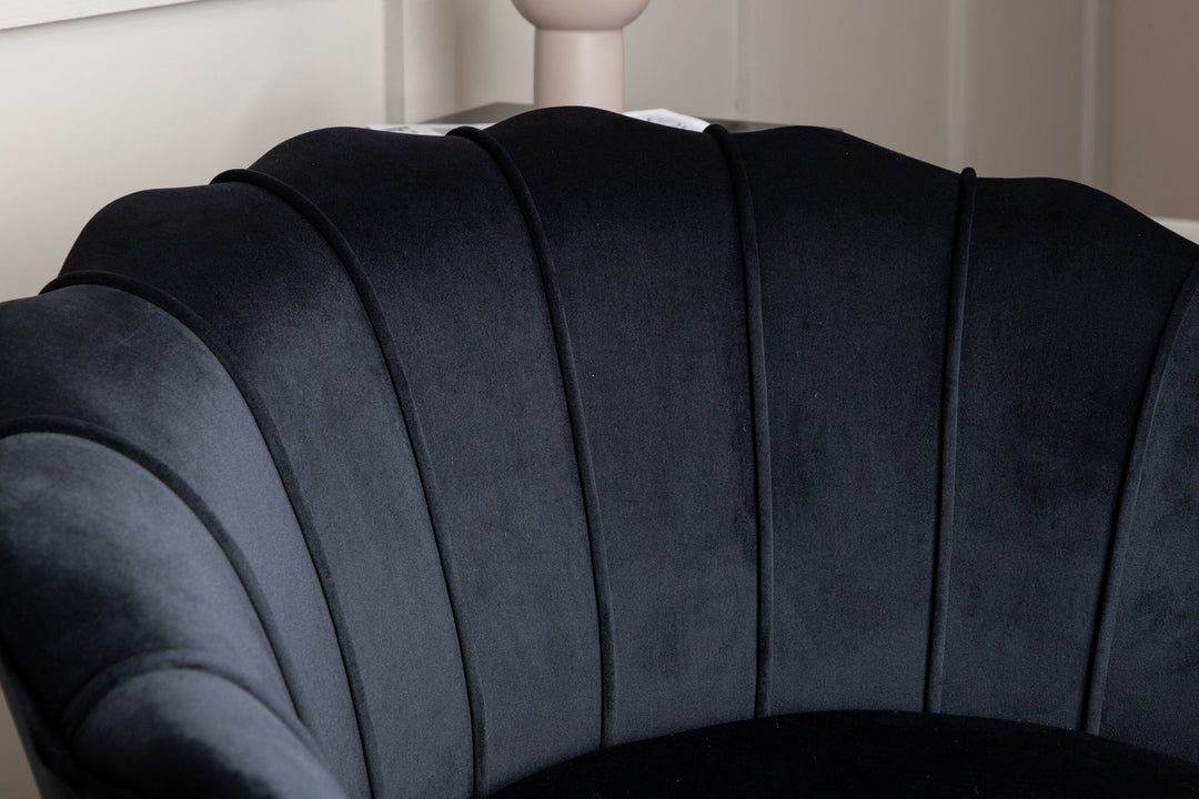 Venture Home Calais Single Sofa - Black / Black Velvet