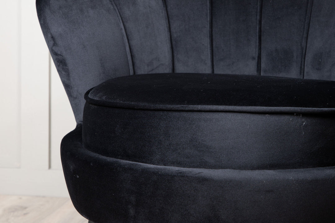 Venture Home Calais Single Sofa - Black / Black Velvet