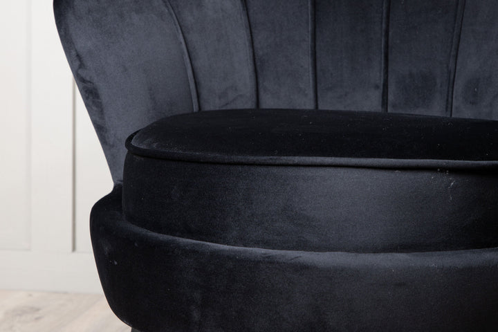 Venture Home Calais Single Sofa - Black / Black Velvet