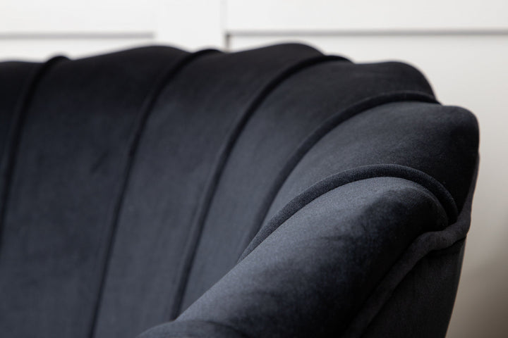 Venture Home Calais Single Sofa - Black / Black Velvet