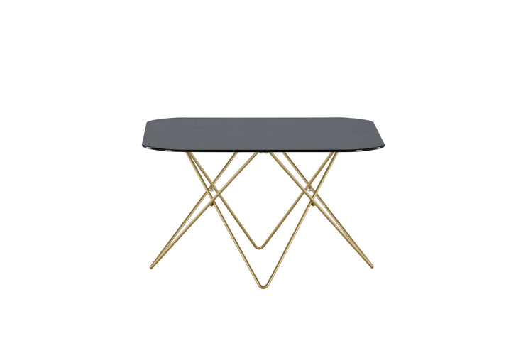Venture Home Tristar Sofa Table - Brushed Brass / Black glass Marble