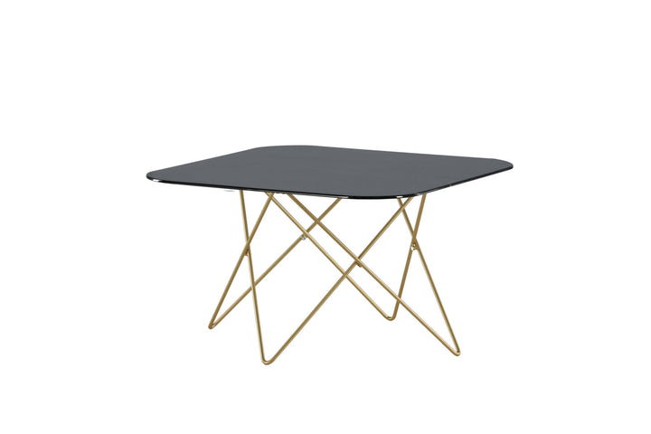 Venture Home Tristar Sofa Table - Brushed Brass / Black glass Marble