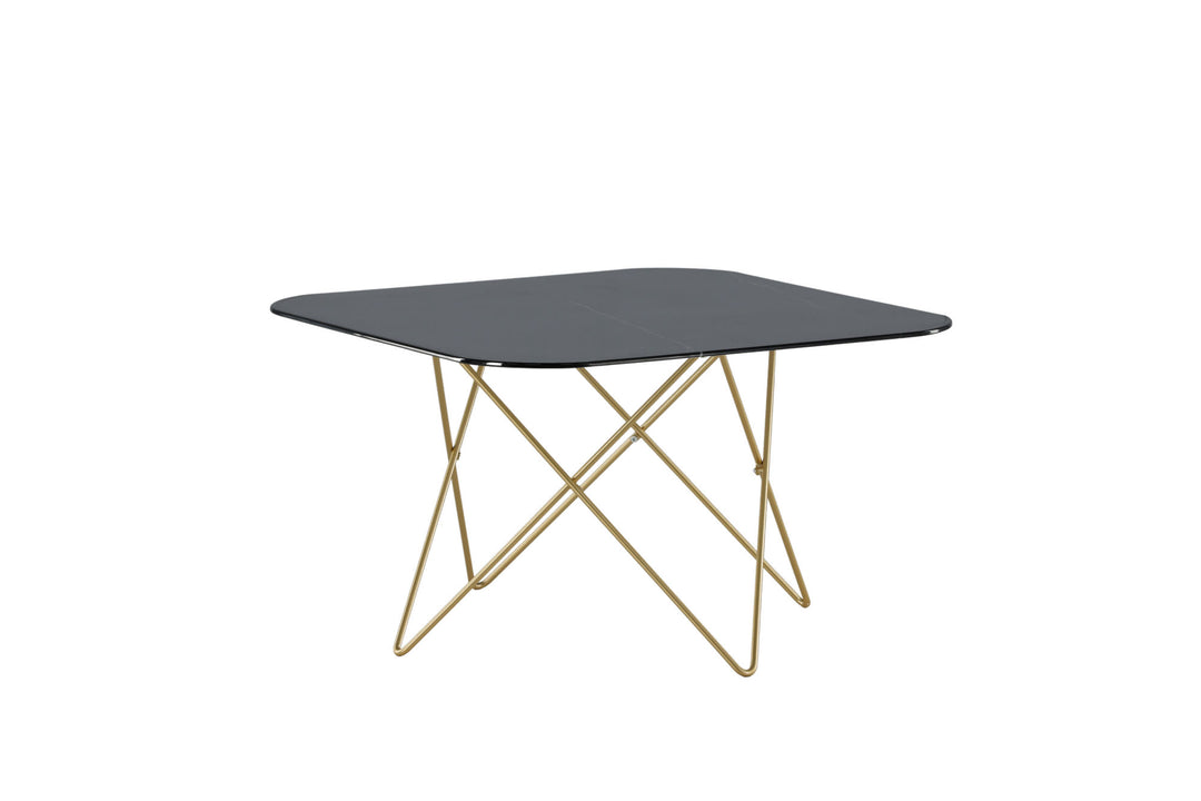 Venture Home Tristar Sofa Table - Brushed Brass / Black glass Marble