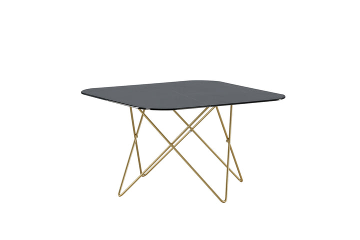 Venture Home Tristar Sofa Table - Brushed Brass / Black glass Marble