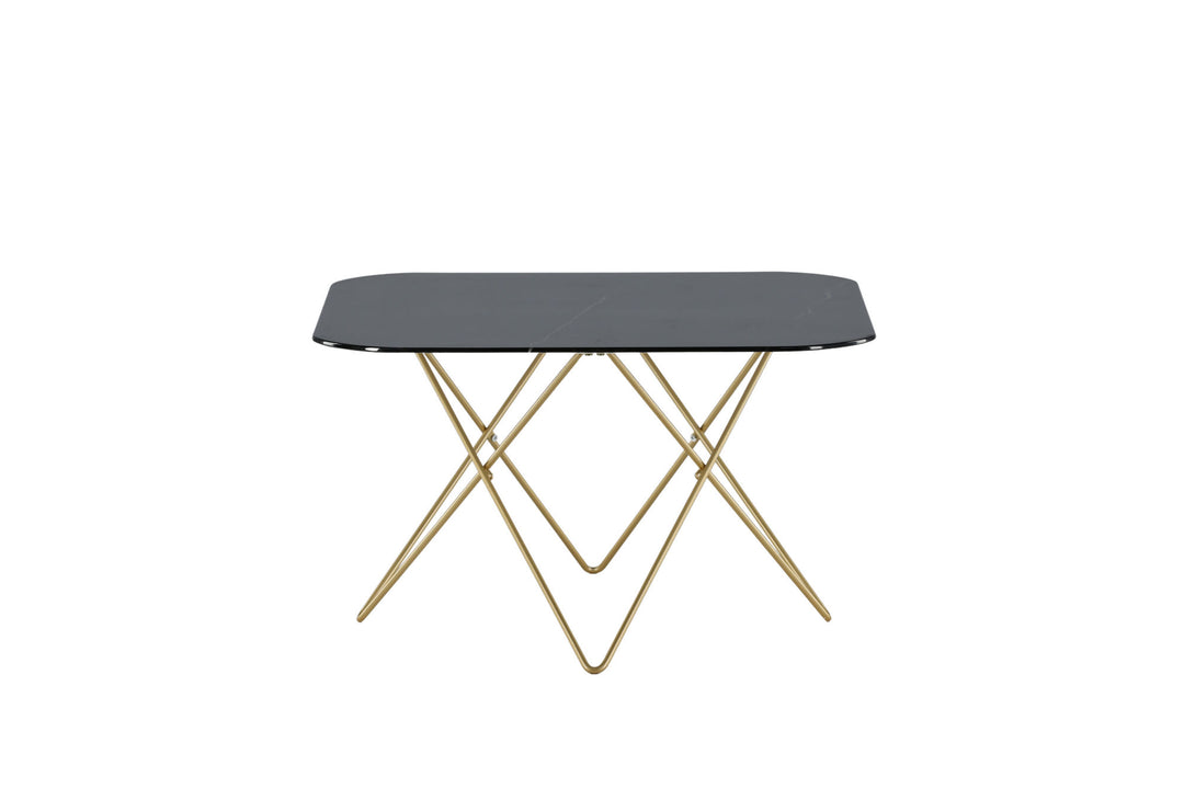 Venture Home Tristar Sofa Table - Brushed Brass / Black glass Marble