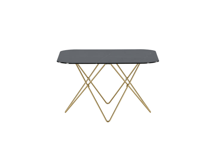 Venture Home Tristar Sofa Table - Brushed Brass / Black glass Marble