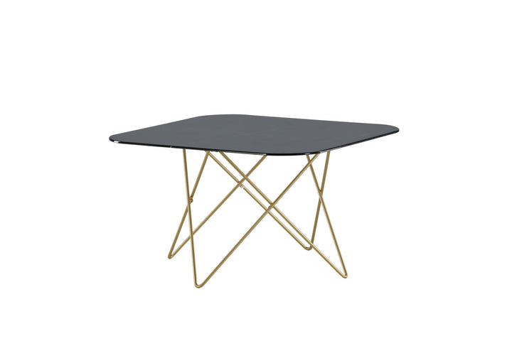 Venture Home Tristar Sofa Table - Brushed Brass / Black glass Marble