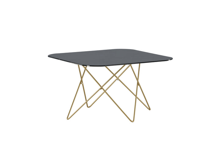 Venture Home Tristar Sofa Table - Brushed Brass / Black glass Marble