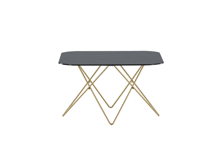 Venture Home Tristar Sofa Table - Brushed Brass / Black glass Marble