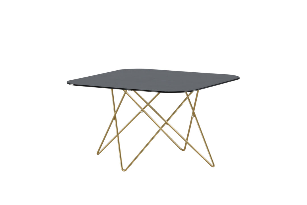 Venture Home Tristar Sofa Table - Brushed Brass / Black glass Marble