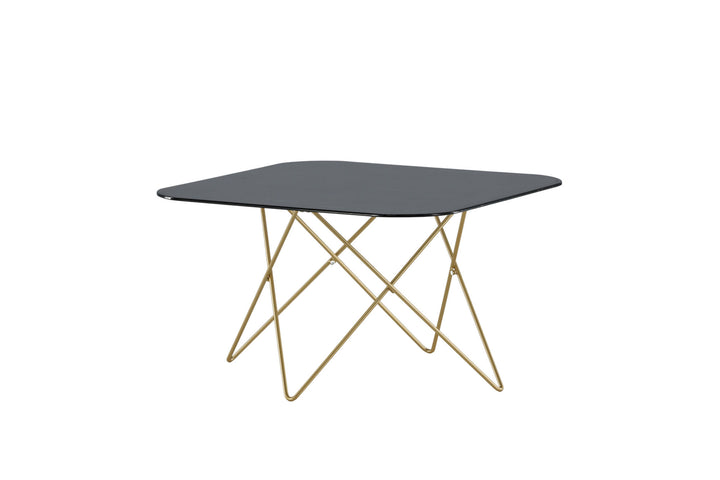 Venture Home Tristar Sofa Table - Brushed Brass / Black glass Marble