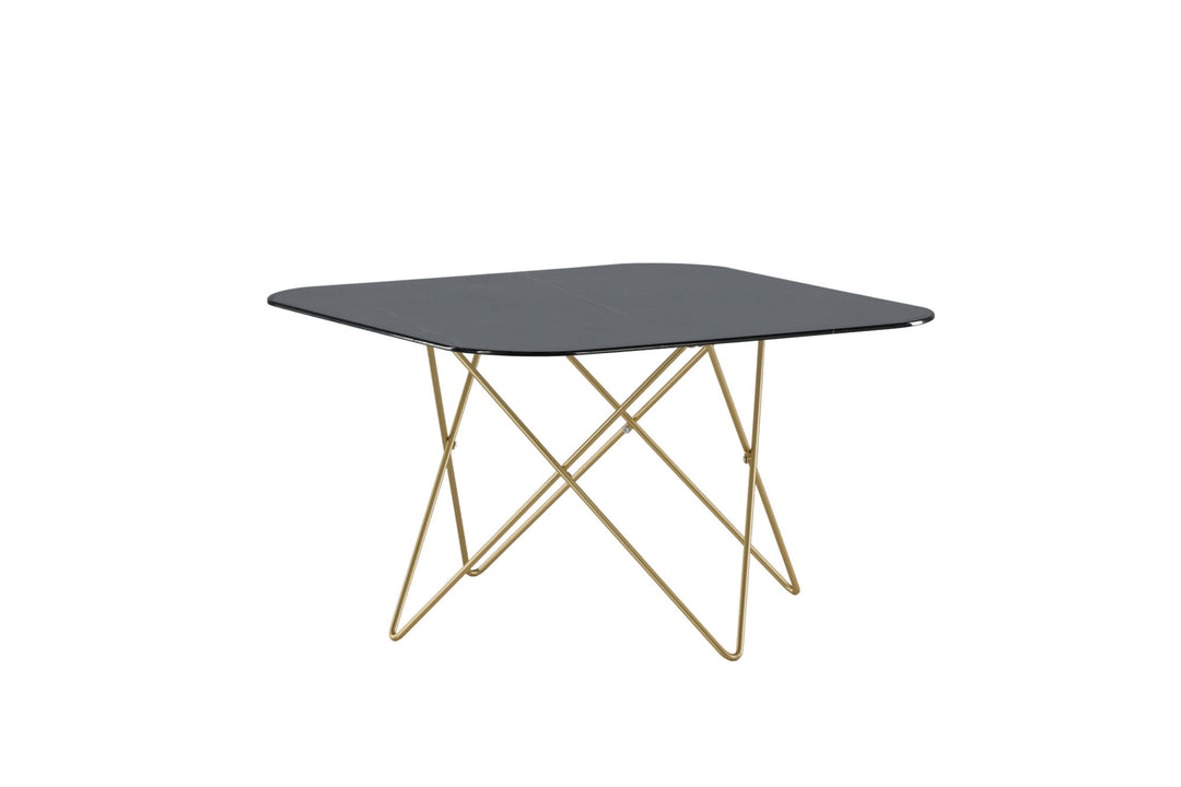 Venture Home Tristar Sofa Table - Brushed Brass / Black glass Marble