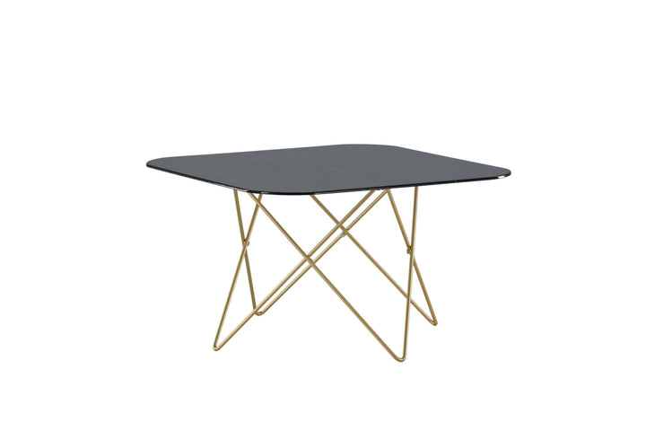 Venture Home Tristar Sofa Table - Brushed Brass / Black glass Marble