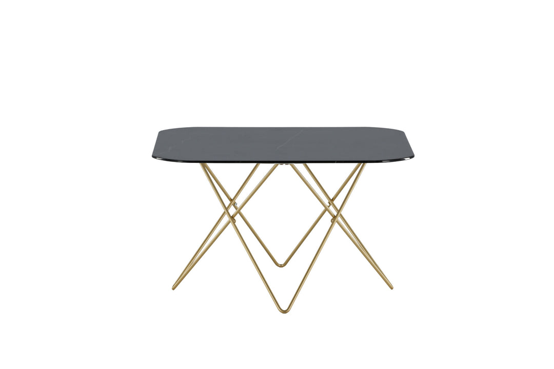 Venture Home Tristar Sofa Table - Brushed Brass / Black glass Marble
