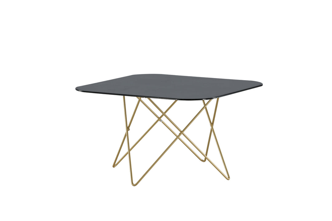 Venture Home Tristar Sofa Table - Brushed Brass / Black glass Marble