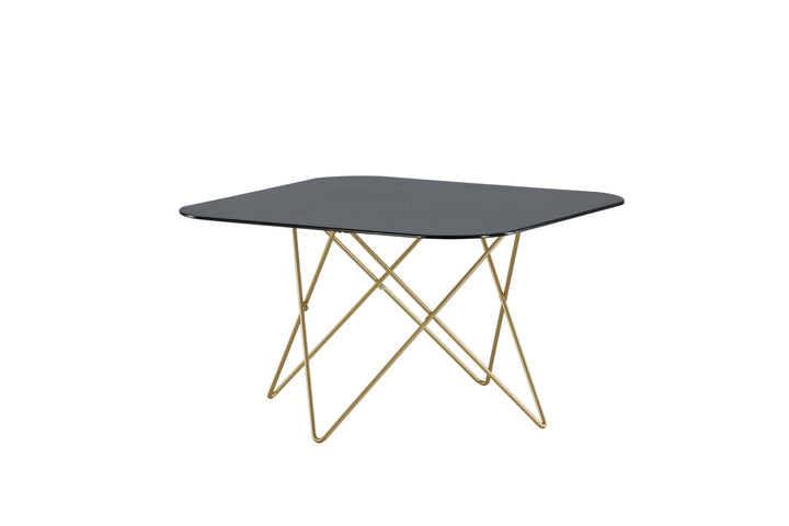 Venture Home Tristar Sofa Table - Brushed Brass / Black glass Marble