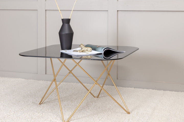 Venture Home Tristar Sofa Table - Brushed Brass / Black glass Marble