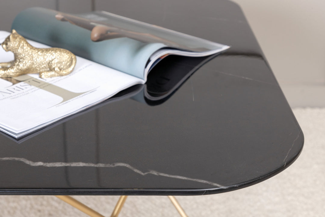 Venture Home Tristar Sofa Table - Brushed Brass / Black glass Marble