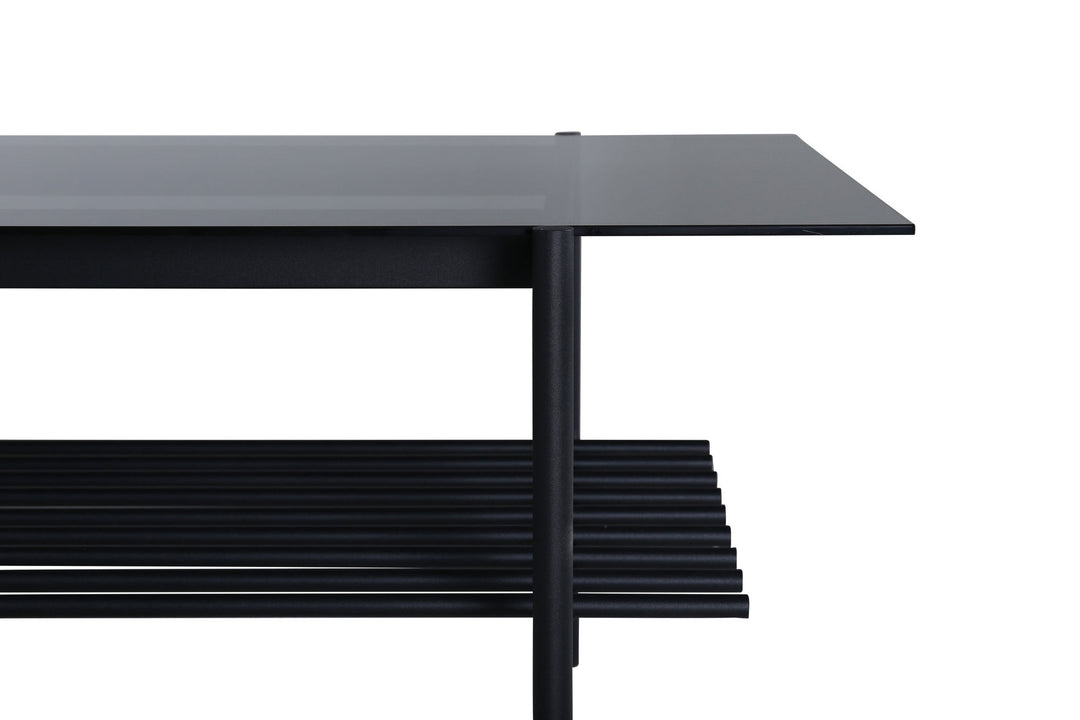 Venture Home Von Staf Sofa Table - black / Black Smoked Glass glass