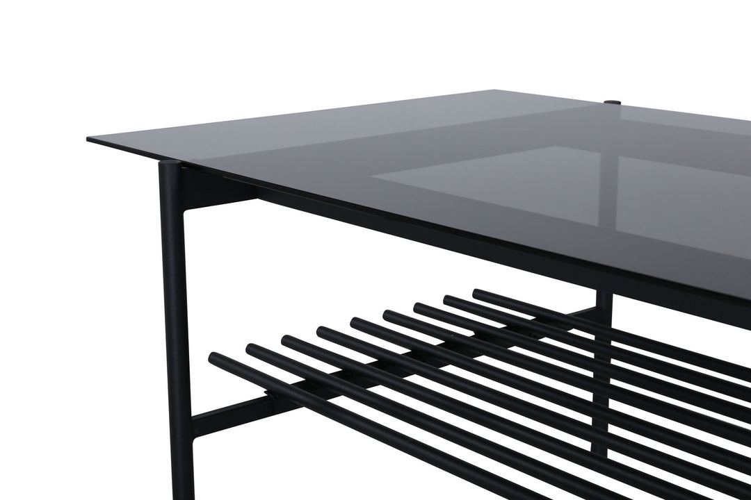 Venture Home Von Staf Sofa Table - black / Black Smoked Glass glass