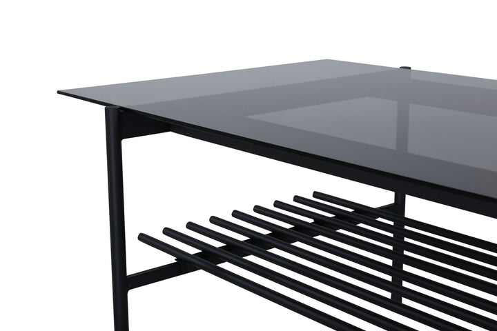 Venture Home Von Staf Sofa Table - black / Black Smoked Glass glass