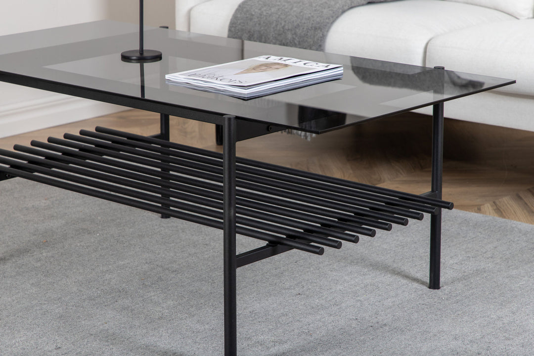 Venture Home Von Staf Sofa Table - black / Black Smoked Glass glass