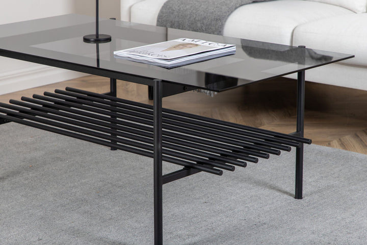 Venture Home Von Staf Sofa Table - black / Black Smoked Glass glass