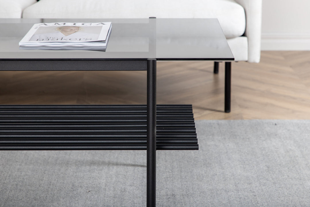 Venture Home Von Staf Sofa Table - black / Black Smoked Glass glass