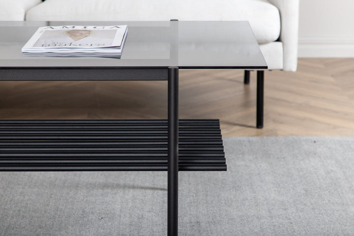 Venture Home Von Staf Sofa Table - black / Black Smoked Glass glass