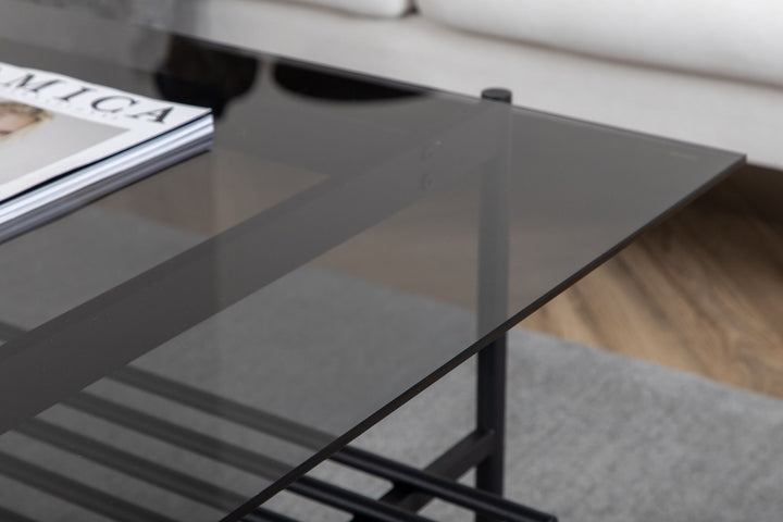 Venture Home Von Staf Sofa Table - black / Black Smoked Glass glass
