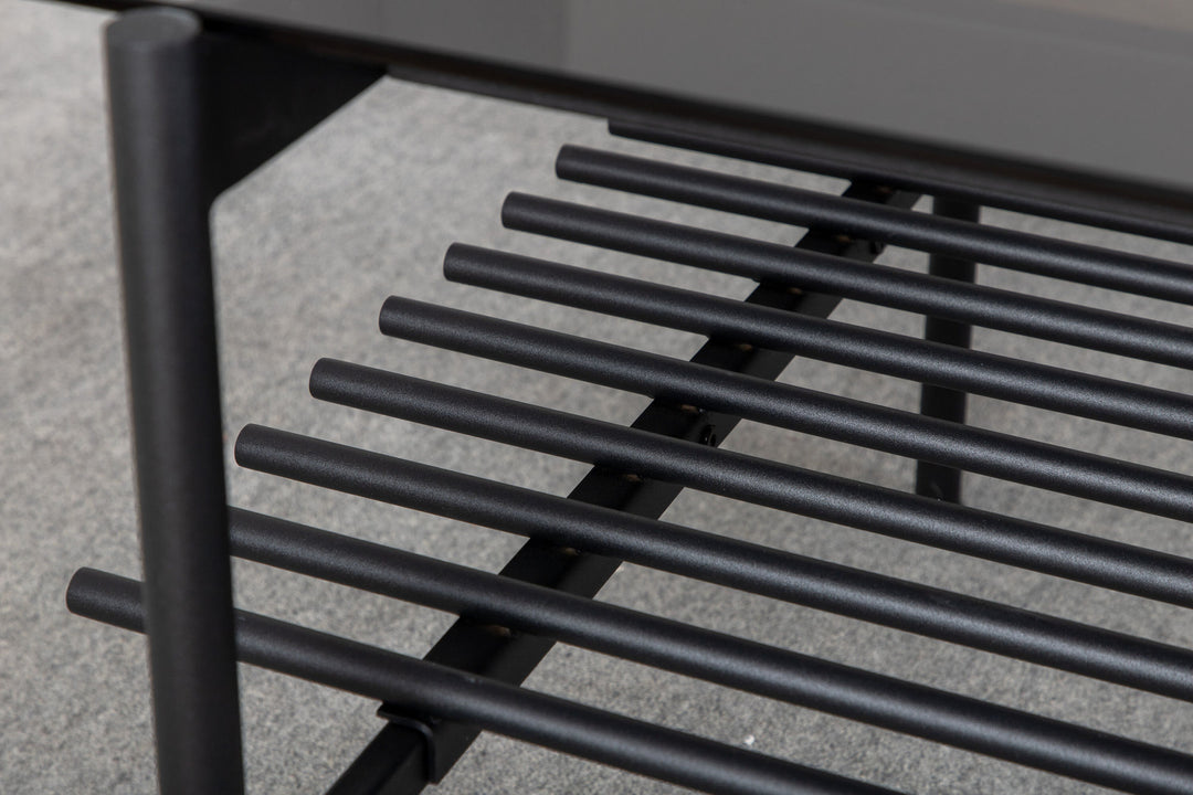Venture Home Von Staf Sofa Table - black / Black Smoked Glass glass