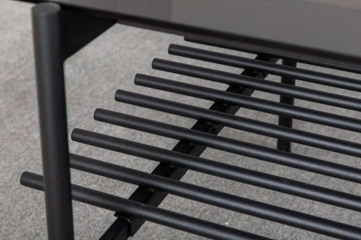 Venture Home Von Staf Sofa Table - black / Black Smoked Glass glass