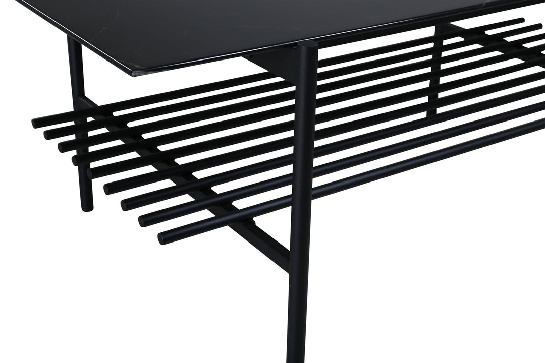 Venture Home Von Staf Sofa Table - black / Black Glass Marble
