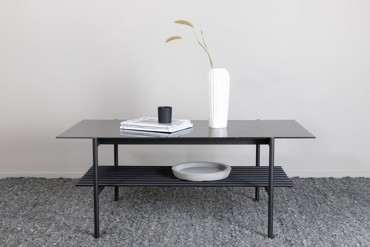 Venture Home Von Staf Sofa Table - black / Black Glass Marble